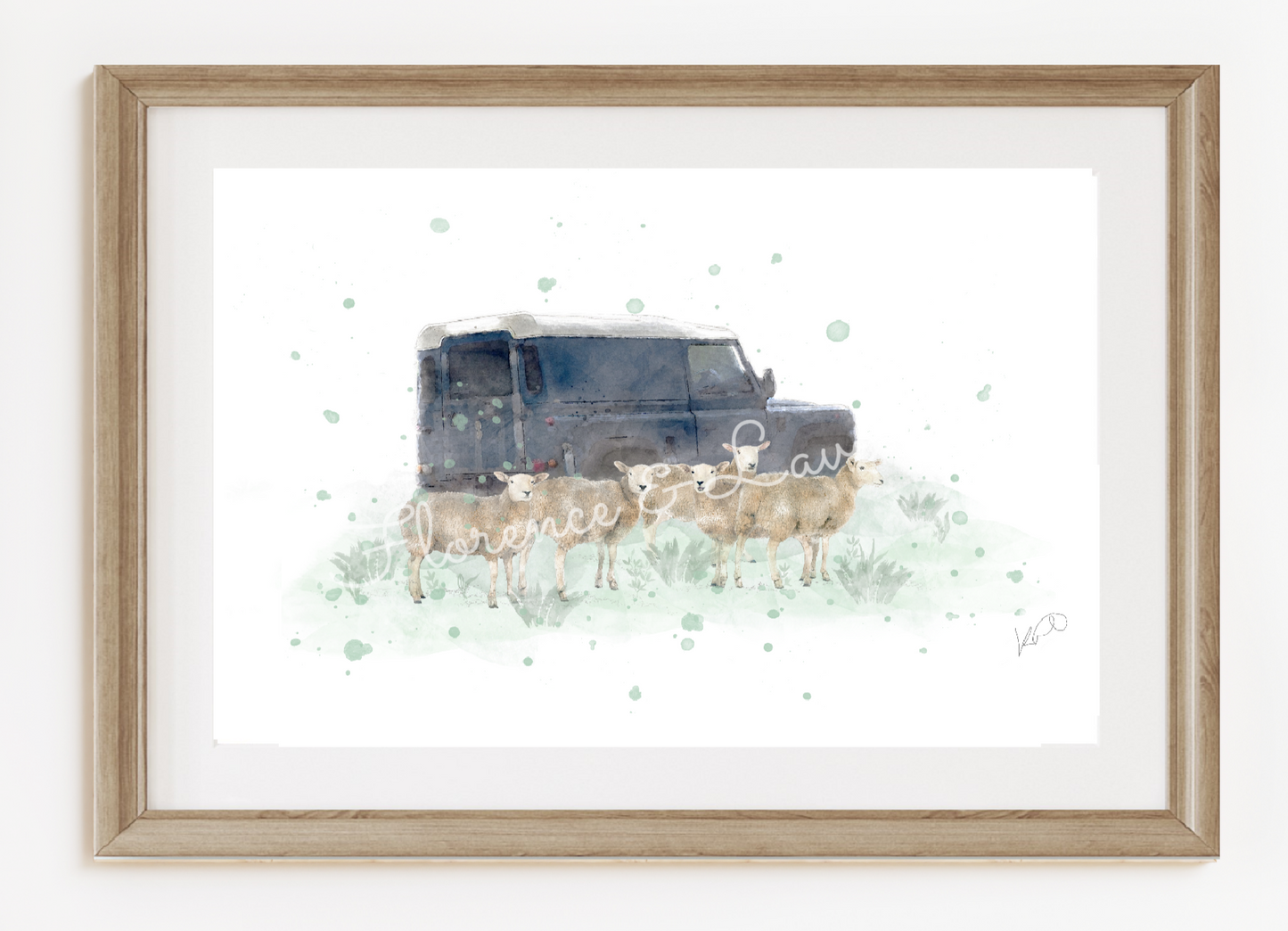 ''The Flock'' - Watercolour Sheep & Landy Print - Florence & Lavender