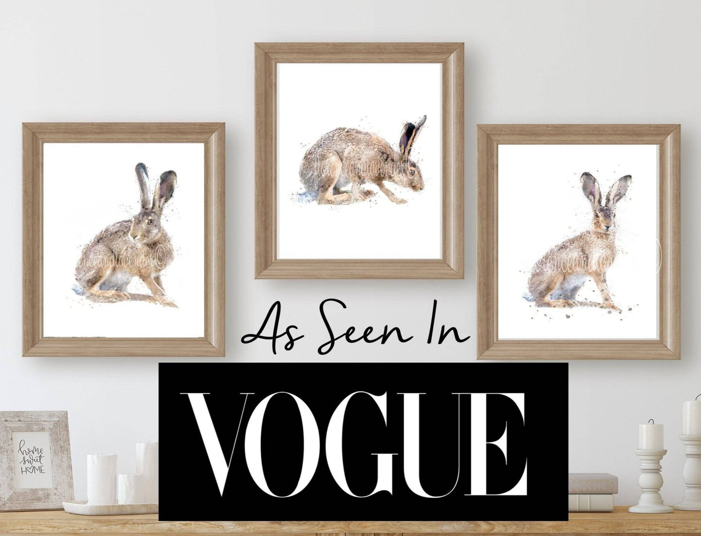 Trio Of Fine Art Hare Prints - Florence & Lavender