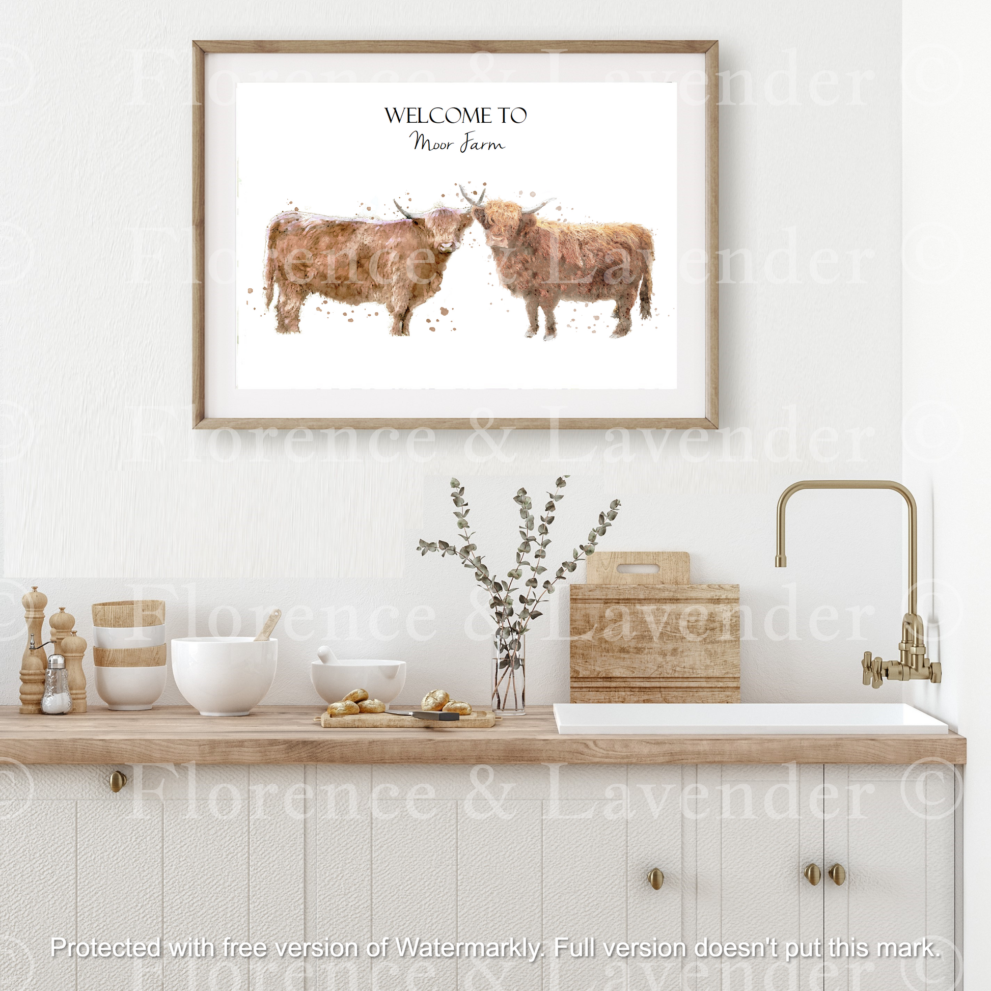 Personalised Highland Cow Print - Florence & Lavender