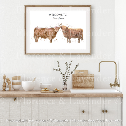 Personalised Highland Cow Print - Florence & Lavender